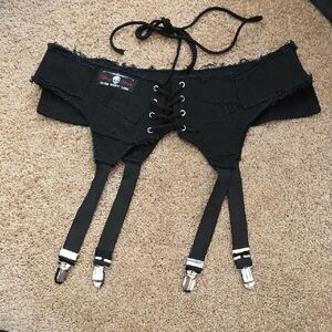 Black Lace-Up Garter Belt